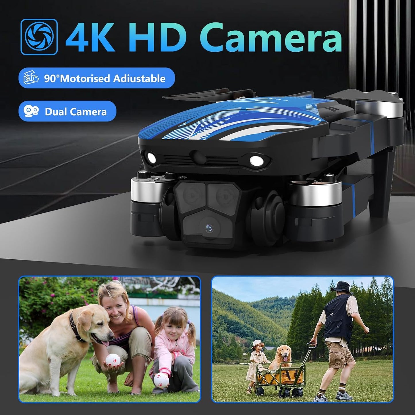 Drone with 4K Camera for Adults, Drone with LCD Screen 2.8 Inch, 32G SD Card, Professional Brushless Motor 270° Obstacle Avoidance, Foldable Remote Control Mini Quadcopter for Beginners