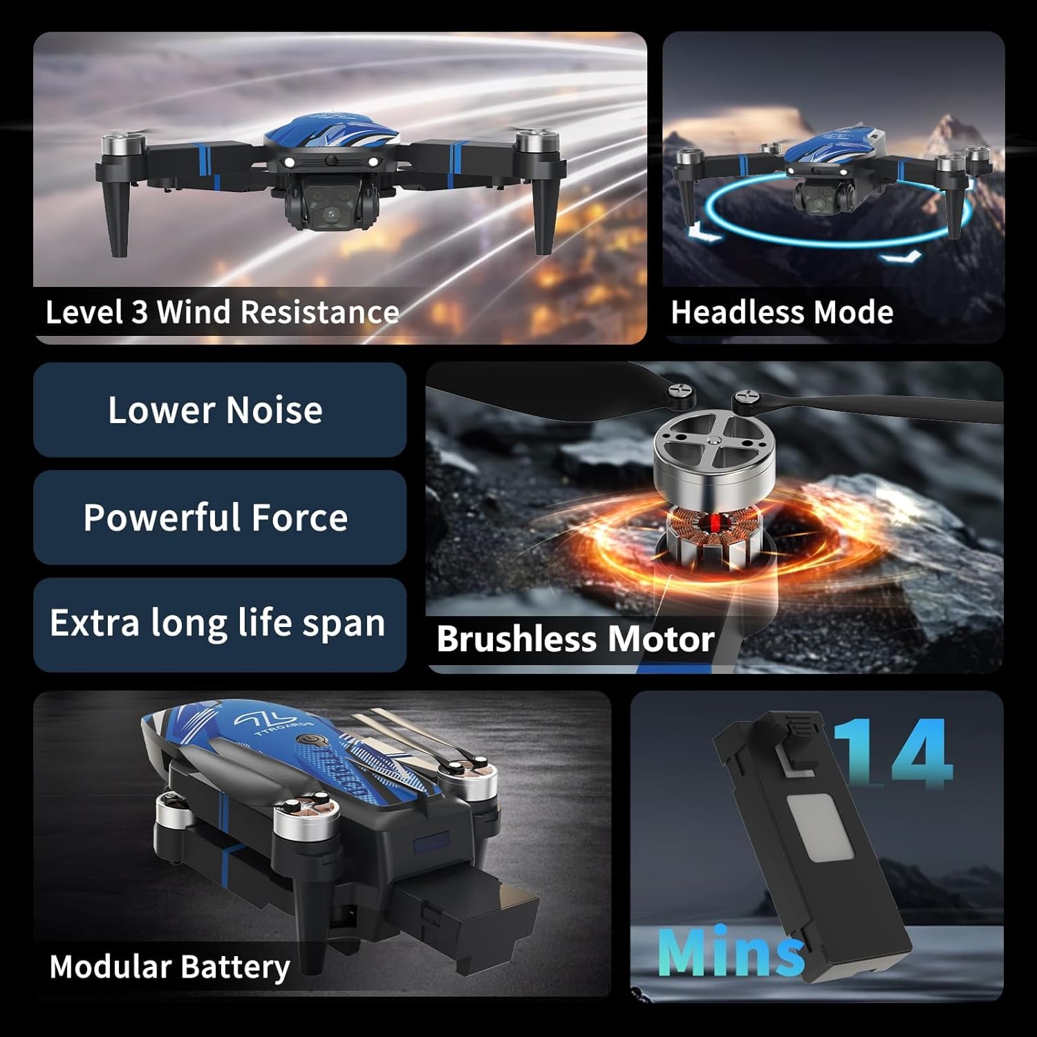 Drone with 4K Camera for Adults, Drone with LCD Screen 2.8 Inch, 32G SD Card, Professional Brushless Motor 270° Obstacle Avoidance, Foldable Remote Control Mini Quadcopter for Beginners