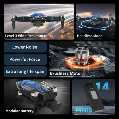 Drone with 4K Camera for Adults, Drone with LCD Screen 2.8 Inch, 32G SD Card, Professional Brushless Motor 270° Obstacle Avoidance, Foldable Remote Control Mini Quadcopter for Beginners