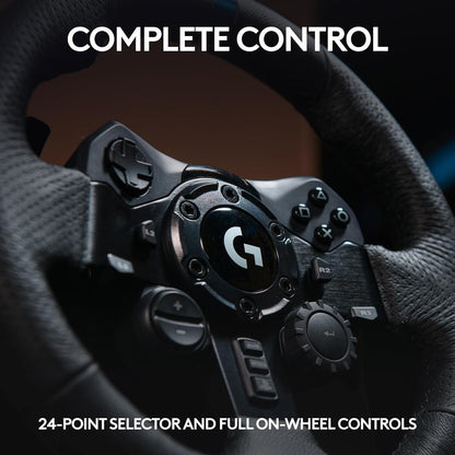 923 Racing Wheel and Pedals, TRUEFORCE up to 1000 Hz Force Feedback, Gaming Steering Wheel PS5, PS4, PC, Mac, Genuine Leather- Black
