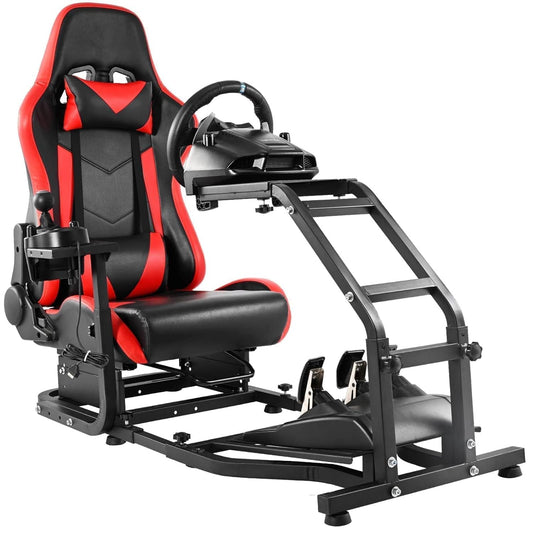 G29 Adjustable Gaming Sim Cockpit with Red Seat Fits for Logitech G920 G923,Thrustmaster T300 Racing Steering Wheel Stand, Not Including Steering Wheel, Pedal and Handbrake