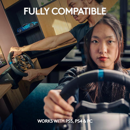 923 Racing Wheel and Pedals, TRUEFORCE up to 1000 Hz Force Feedback, Gaming Steering Wheel PS5, PS4, PC, Mac, Genuine Leather- Black