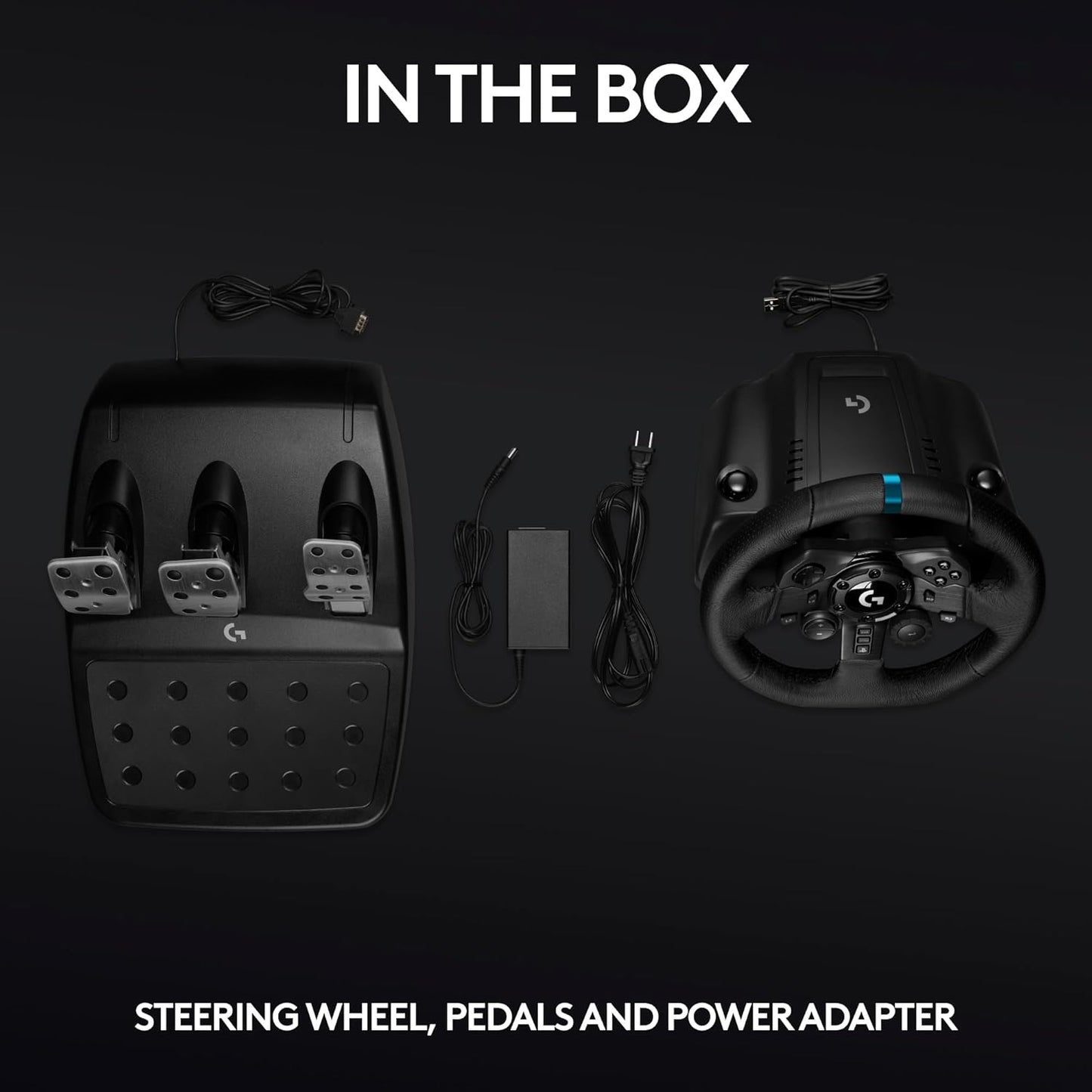 923 Racing Wheel and Pedals, TRUEFORCE up to 1000 Hz Force Feedback, Gaming Steering Wheel PS5, PS4, PC, Mac, Genuine Leather- Black