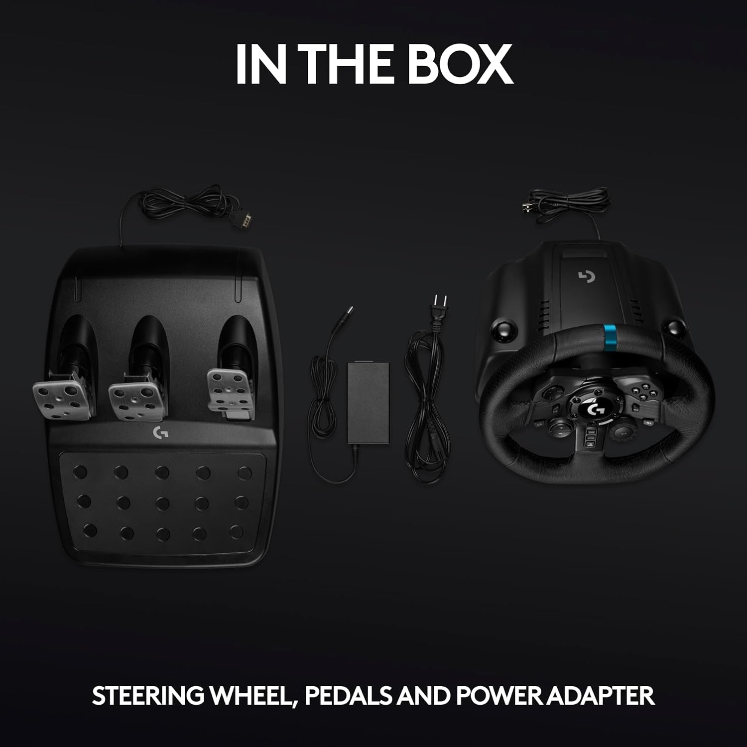 923 Racing Wheel and Pedals, TRUEFORCE up to 1000 Hz Force Feedback, Gaming Steering Wheel PS5, PS4, PC, Mac, Genuine Leather- Black