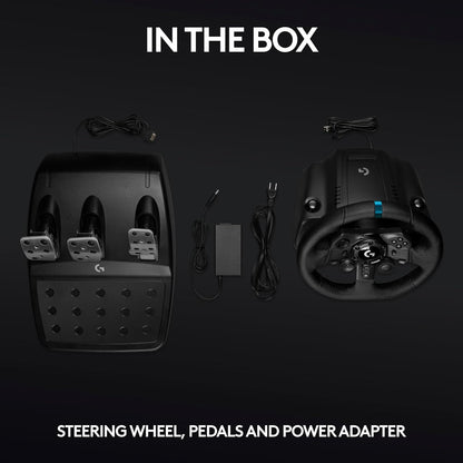 923 Racing Wheel and Pedals, TRUEFORCE up to 1000 Hz Force Feedback, Gaming Steering Wheel PS5, PS4, PC, Mac, Genuine Leather- Black