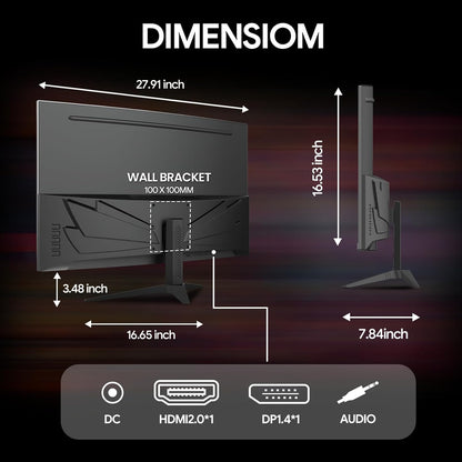 32" Curved Gaming Monitor, 240Hz Full HD 1920×1080P VA Panel, 1800R Ultra-Wide Screen, 120% Srgb Color, AMD Freesync, Low Blue Light, HDMI 2.0 & DP 1.4 Ports, Wall Mountable Installs-Black