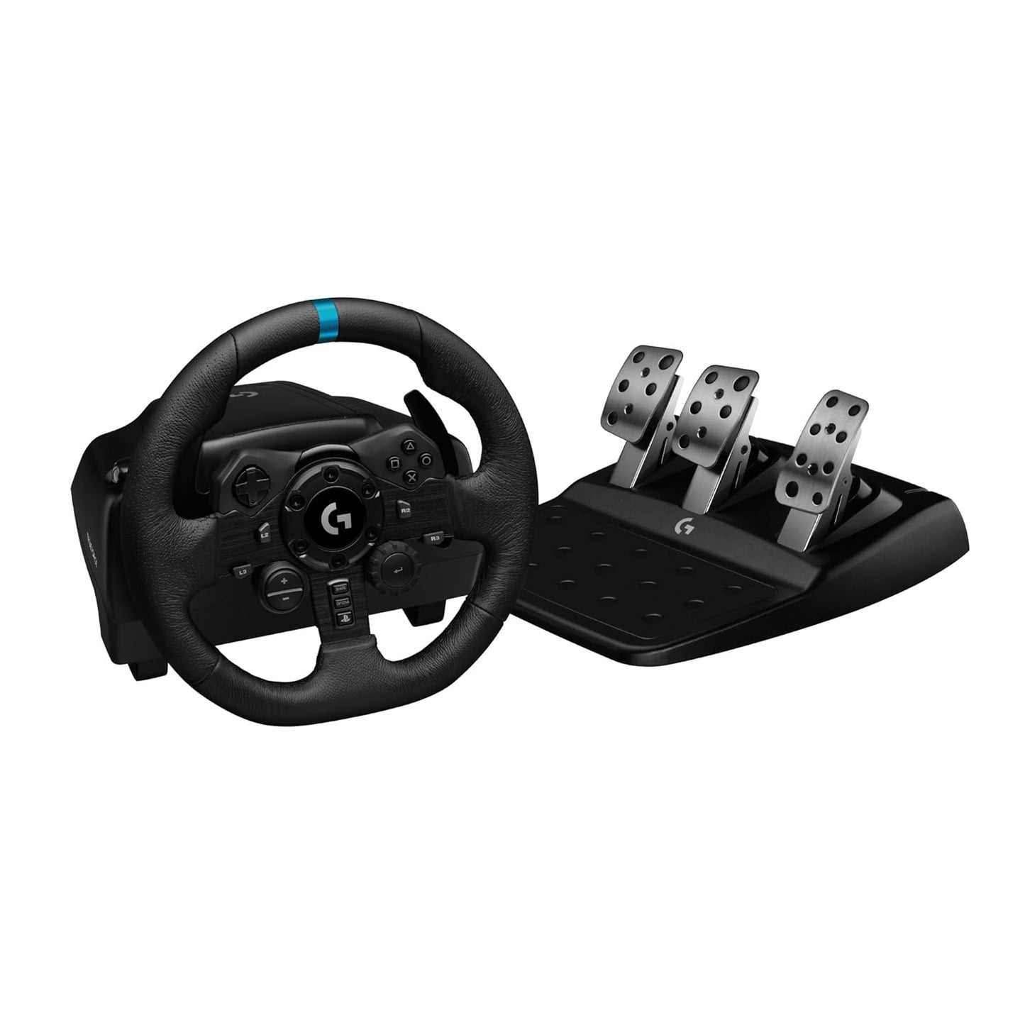923 Racing Wheel and Pedals, TRUEFORCE up to 1000 Hz Force Feedback, Gaming Steering Wheel PS5, PS4, PC, Mac, Genuine Leather- Black