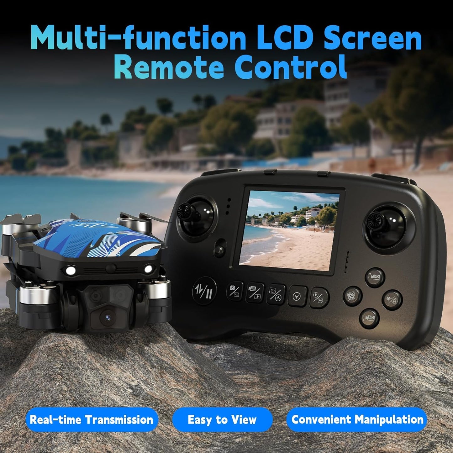Drone with 4K Camera for Adults, Drone with LCD Screen 2.8 Inch, 32G SD Card, Professional Brushless Motor 270° Obstacle Avoidance, Foldable Remote Control Mini Quadcopter for Beginners